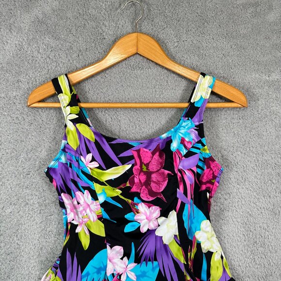 Swimsuits For All S4A Plus Size Swim Dress One Piece Swimsuit Floral Size 14 - Picture 3 of 8